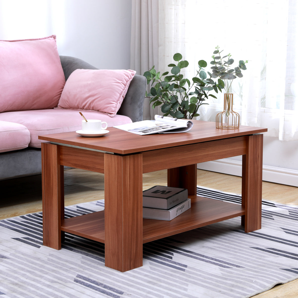 Sliding storage outlet coffee table