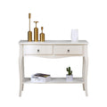 FurnitureHMD MDF Consoles Table with 2 Drawers and Shelf Storage Side Table Storage Unit Chic Classic Curved Legs White, Living Room Hallway,Off White