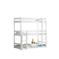 Homemade Design White Pine Wood Triple Bunk Bed, 3 Sleeper Solid Pine Bed Frame with Ladder 3 Tier Bunk Bed for Kids Teens