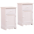 Homemade Design White 1 Drawer and 1 Door Bedside Tables x2 Set Nightstand Cabinet Chest of Drawer for Bedroom Furniture