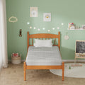 FurnitureHMD Single Bed Frame Platform Bed Frame with Headboard Solid Pine Wood,Waxed Brown
