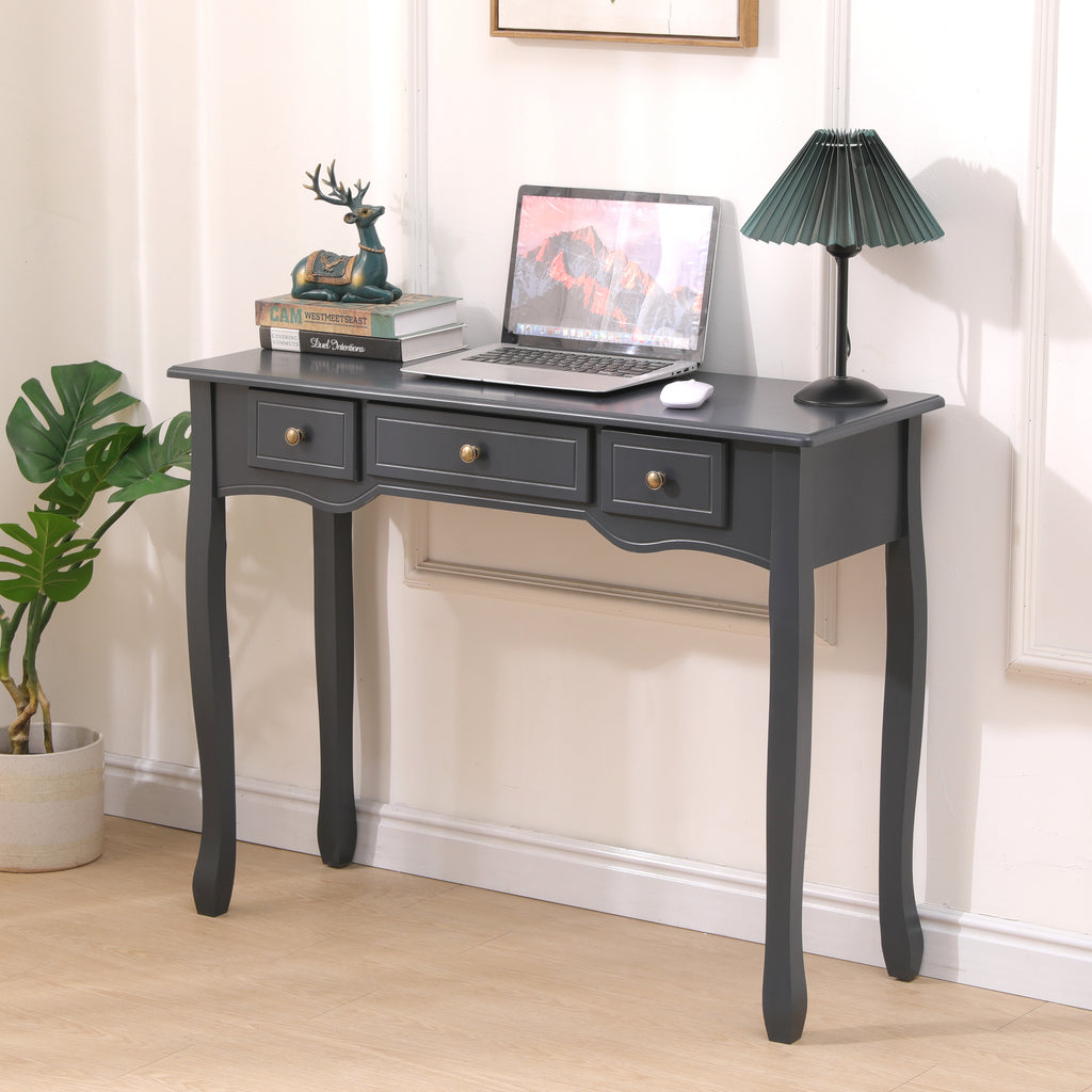 FURNITURE HMD Dark Grey 3 Drawers Console Table,Side Desk,Entryway Table,Sofa Table for Living Room, Hallway, Bedroom