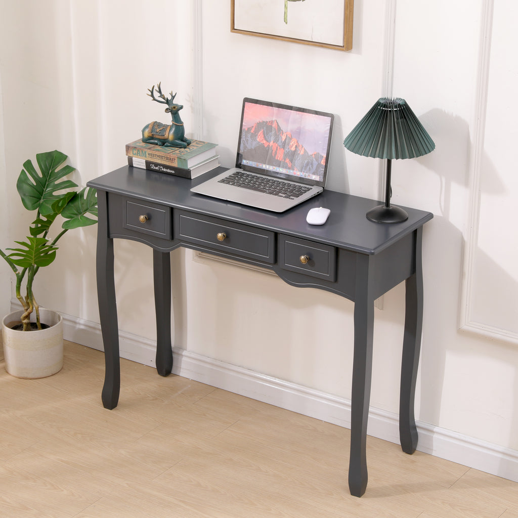 FURNITURE HMD Dark Grey 3 Drawers Console Table,Side Desk,Entryway Table,Sofa Table for Living Room, Hallway, Bedroom