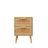 FurnitureHMD Wooden and Weave Bedside Table Nightstand Cabinet Storage 2 Style for Bedroom Living Room