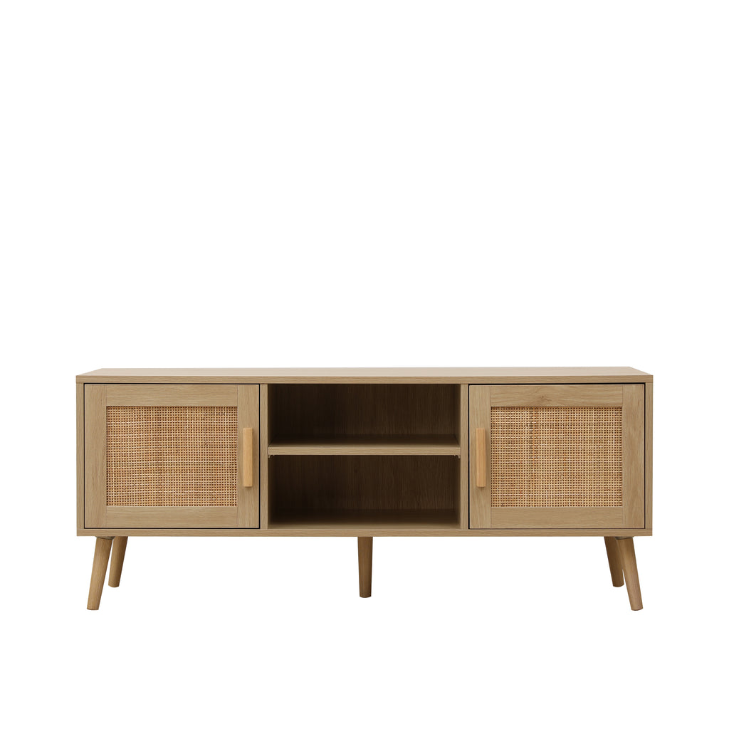 Homemade Design MDF TV Unit TV Stand Cabinet with 2 Doors and Shelves Pine Solid Wood Legs for Living Room