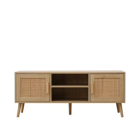 Homemade Design MDF TV Unit TV Stand Cabinet with 2 Doors and Shelves Pine Solid Wood Legs for Living Room