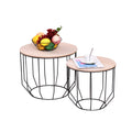 Homemade Design Nest of 2 Table Set Coffee/End/Side Table Metal Wire Basket Removable Top