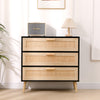 FURNITURE HMD Rattan Chest of Drawers,Storage 3 Drawer Dresser with Pine Legs,Freestanding Cupboard Organizer Unit