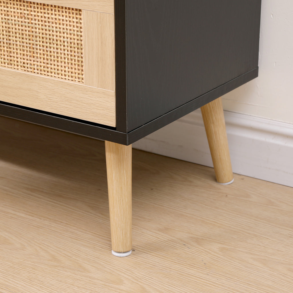 FURNITURE HMD Rattan Chest of Drawers,Storage 3 Drawer Dresser with Pine Legs,Freestanding Cupboard Organizer Unit