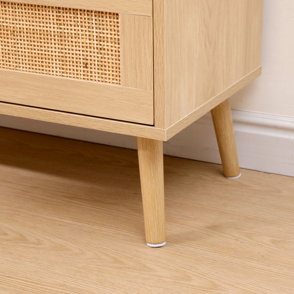FURNITURE HMD Rattan Chest of Drawers,Storage 3 Drawer Dresser with Pine Legs,Freestanding Cupboard Organizer Unit