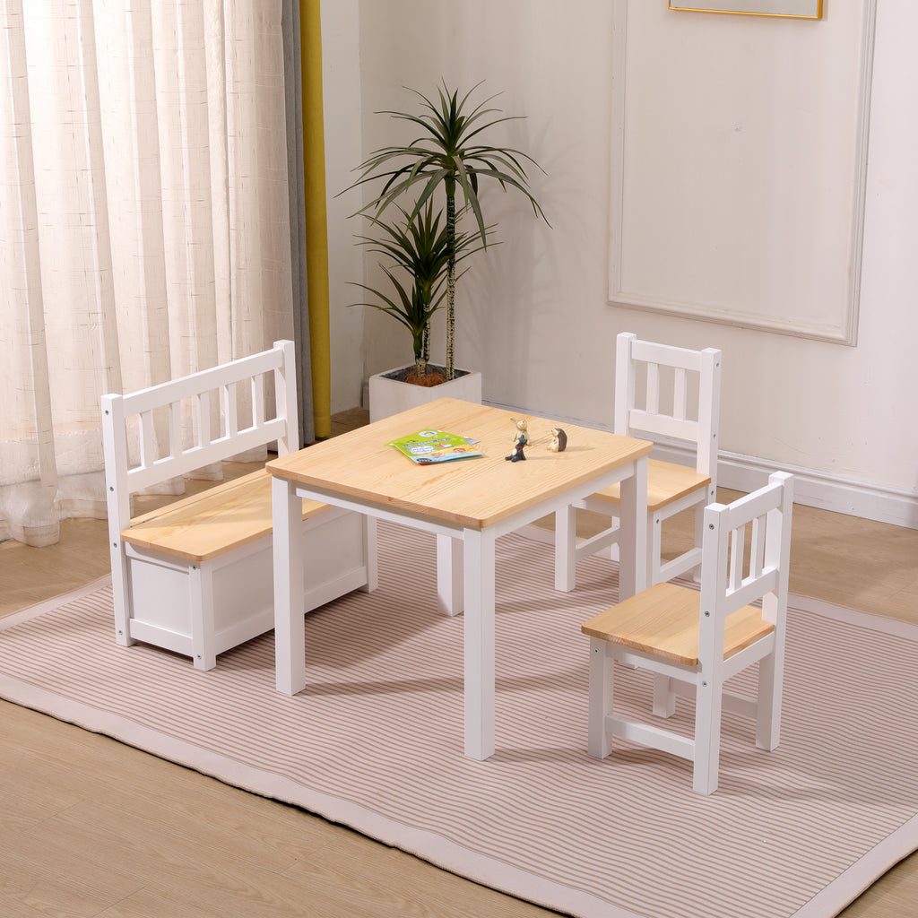 Homemade Design Kids Table and Chairs Set Children’s Wooden Desk and Chair Set Study Desk,Boys and Girls Activity Play Table Set