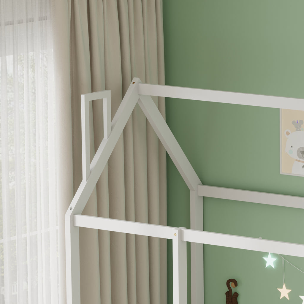 FurnitureHMD Kids Single Bed Frame Children’s House Bed Frame with Protection