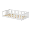 FurnitureHMD Children's Bed with Full-Length Guardrails Slatted Bed Frame Toddler Floor Bed
