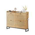 Homemade Design 4-Door Rattan Flip Shoe Cabinet Cupboard for Hallway, Living Room