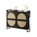 Homemade Design 4-Door Rattan Flip Shoe Cabinet Cupboard for Hallway, Living Room