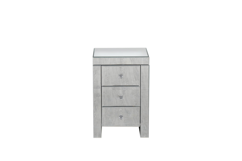 Furniture HMD Mirrored Bedside Table with 3 Drawers Nightstand Storage Unit Bedside Table Bedroom Furniture