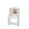 FURNITURE HMD White LED Dressing Table with Mirror, 3 Color Modes, 1 Drawer & 4 Shelves