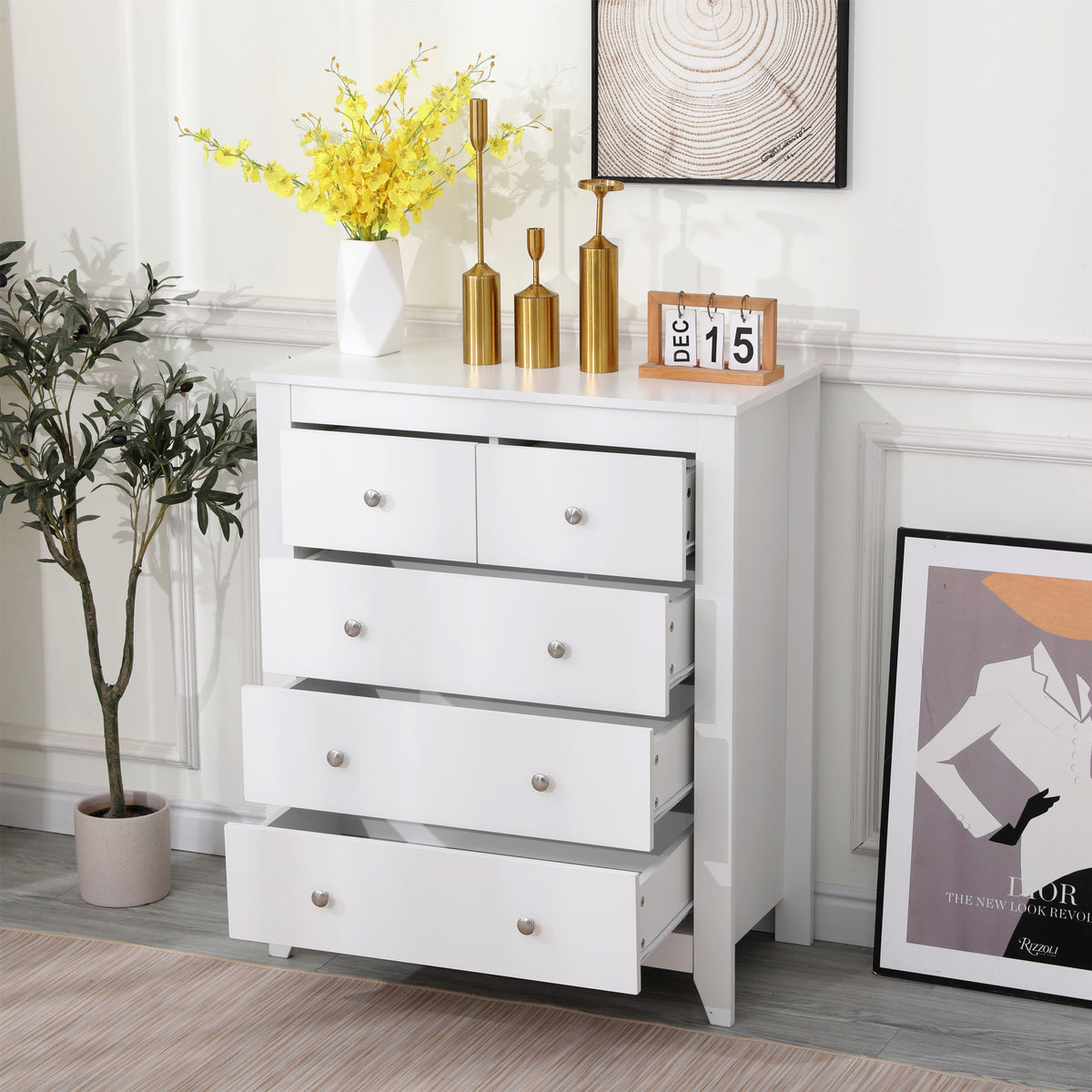 Furniture HMD White Chest of Drawers with 2 3 Drawers Storage Unit Cab