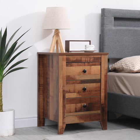 Topeakmart 2pcs 3 drawers nightstand tall end best sale table storage wood cabinet bedroom side storage