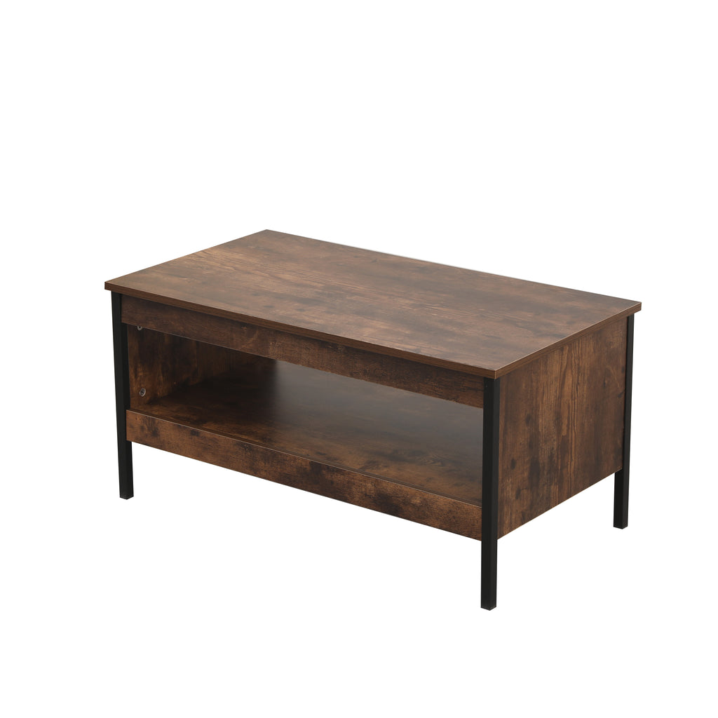 FurnitureHMD Industrial Style Coffee Tables Sofa Tables with Bottom Shelf for Living Room