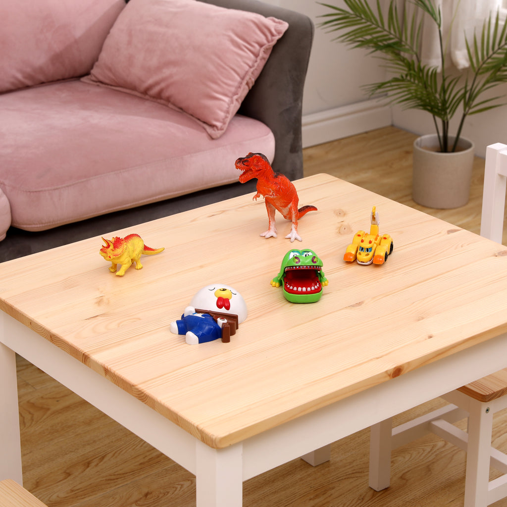 Homemade Design Pine Solid Wood Children Kids Dining Table and Chairs Set Breakfast Play Table