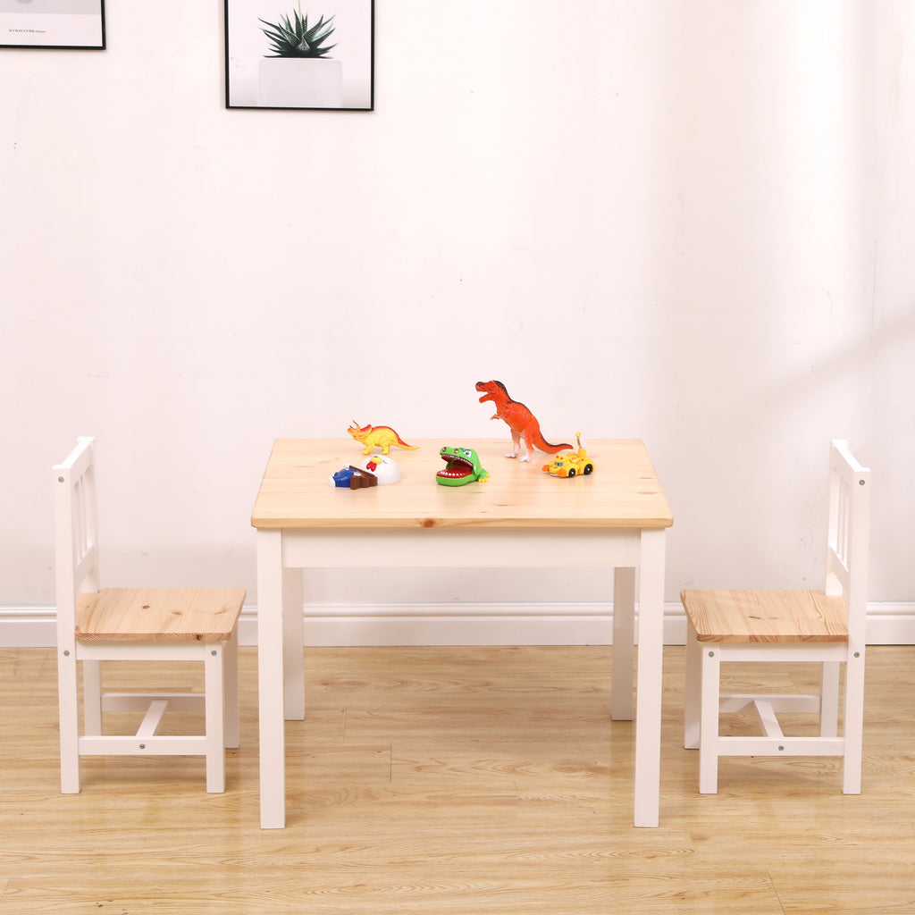 Homemade Design Pine Solid Wood Children Kids Dining Table and Chairs Set Breakfast Play Table