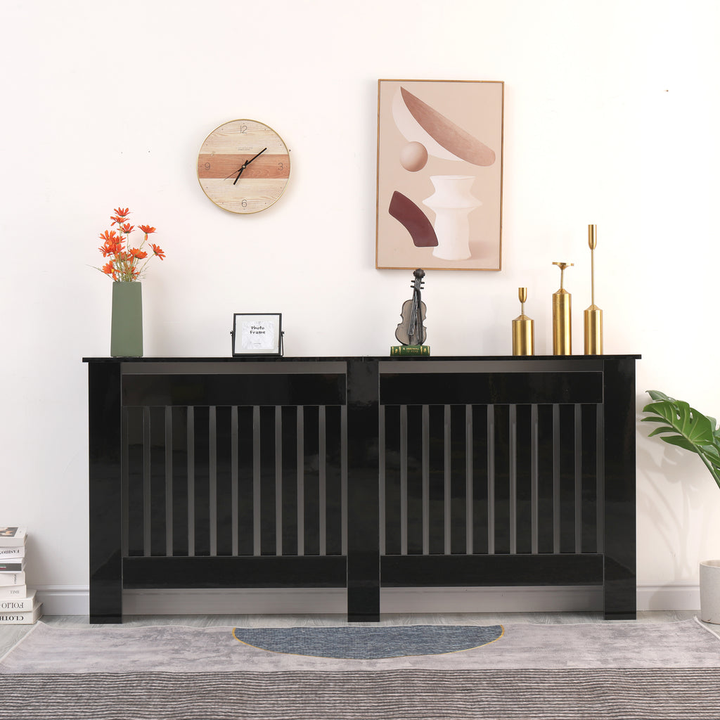 Homemade Design High Gloss Black Radiator Cover Cabinet Console Table Modern Decorative Cabinet Shelf S | M | L | XL