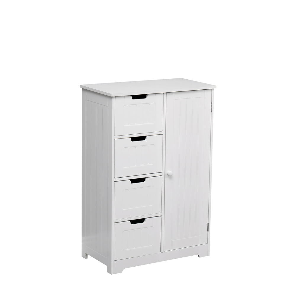 Homemade Design MDF Bathroom Floor Cabient with 1 Door and 4 Drawers Cupboard Sideboard Storage Unit White or Grey