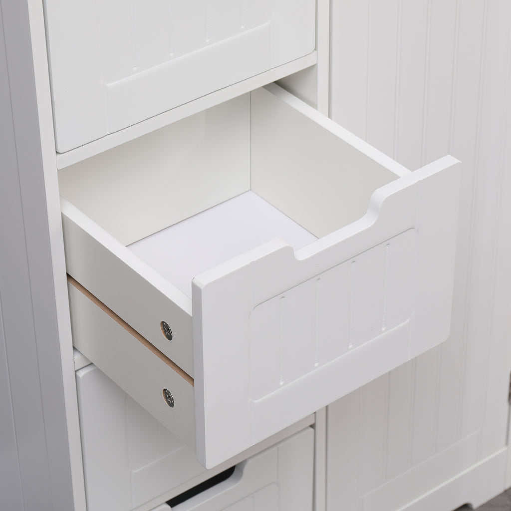 Homemade Design MDF Bathroom Floor Cabient with 1 Door and 4 Drawers Cupboard Sideboard Storage Unit White or Grey