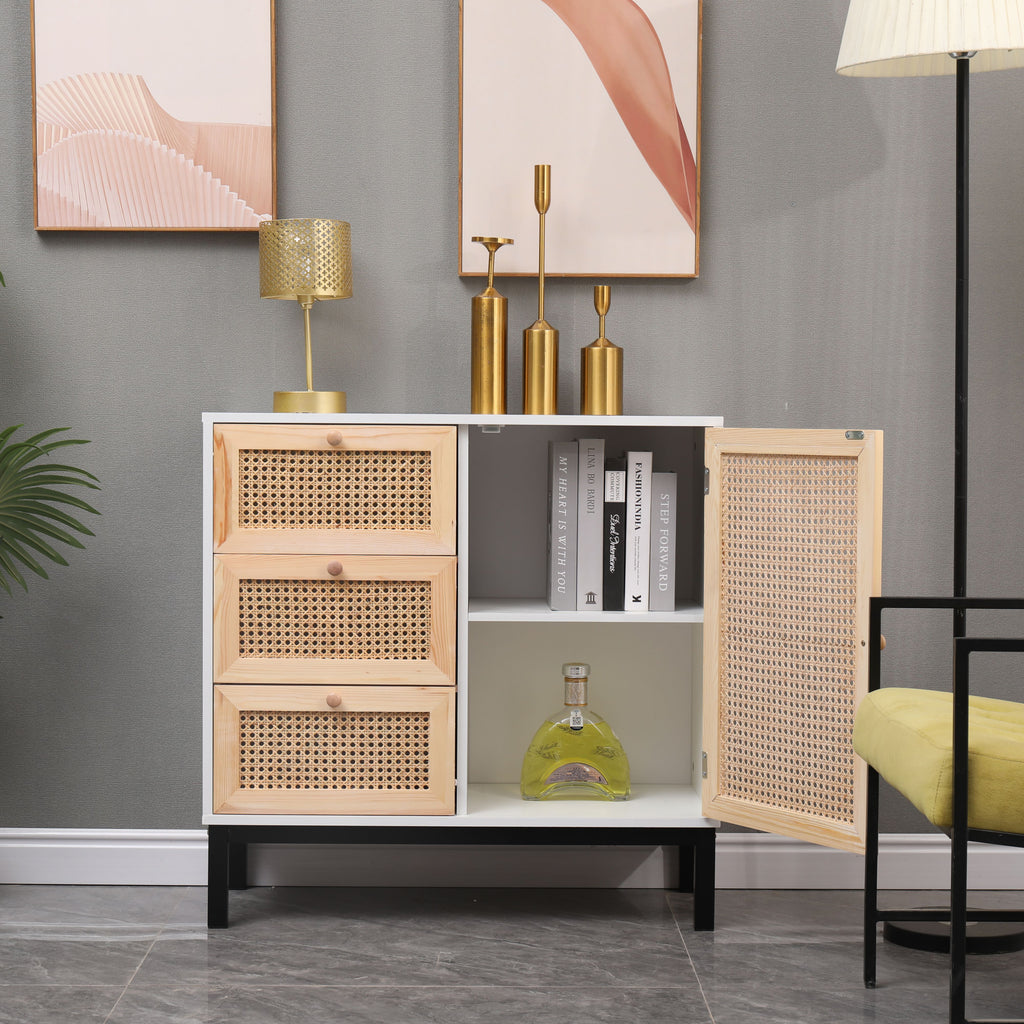 Mdf Rattan Box Homemade Design MDF and Rattan Floor Cabient with 1 Door and 3 Drawers ...
