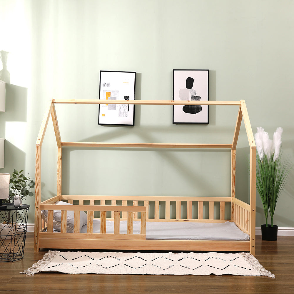 Homemade Design Kids Children Bed Frame Toddler Solid Wood Scandinavian Style House Bed,190X90CM