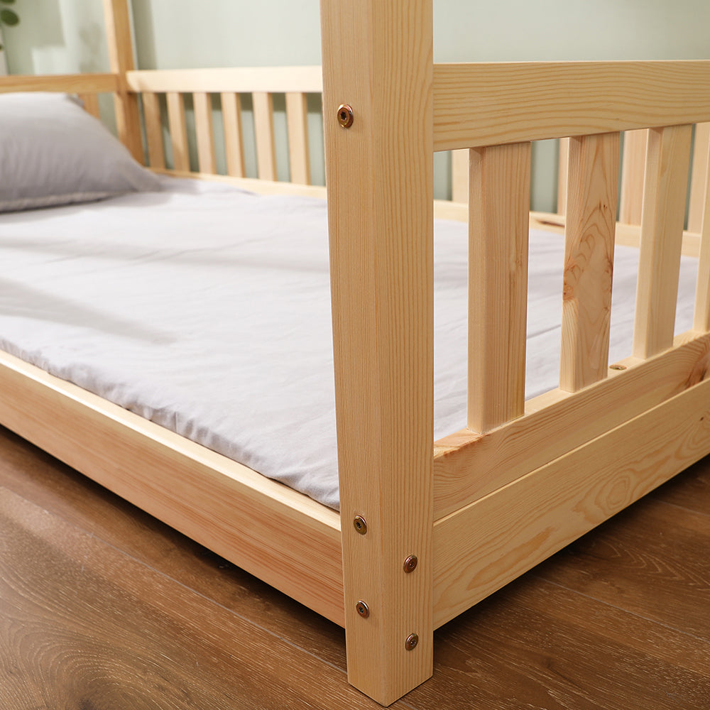 Homemade Design Kids Children Bed Frame Toddler Solid Wood Scandinavian Style House Bed,190X90CM