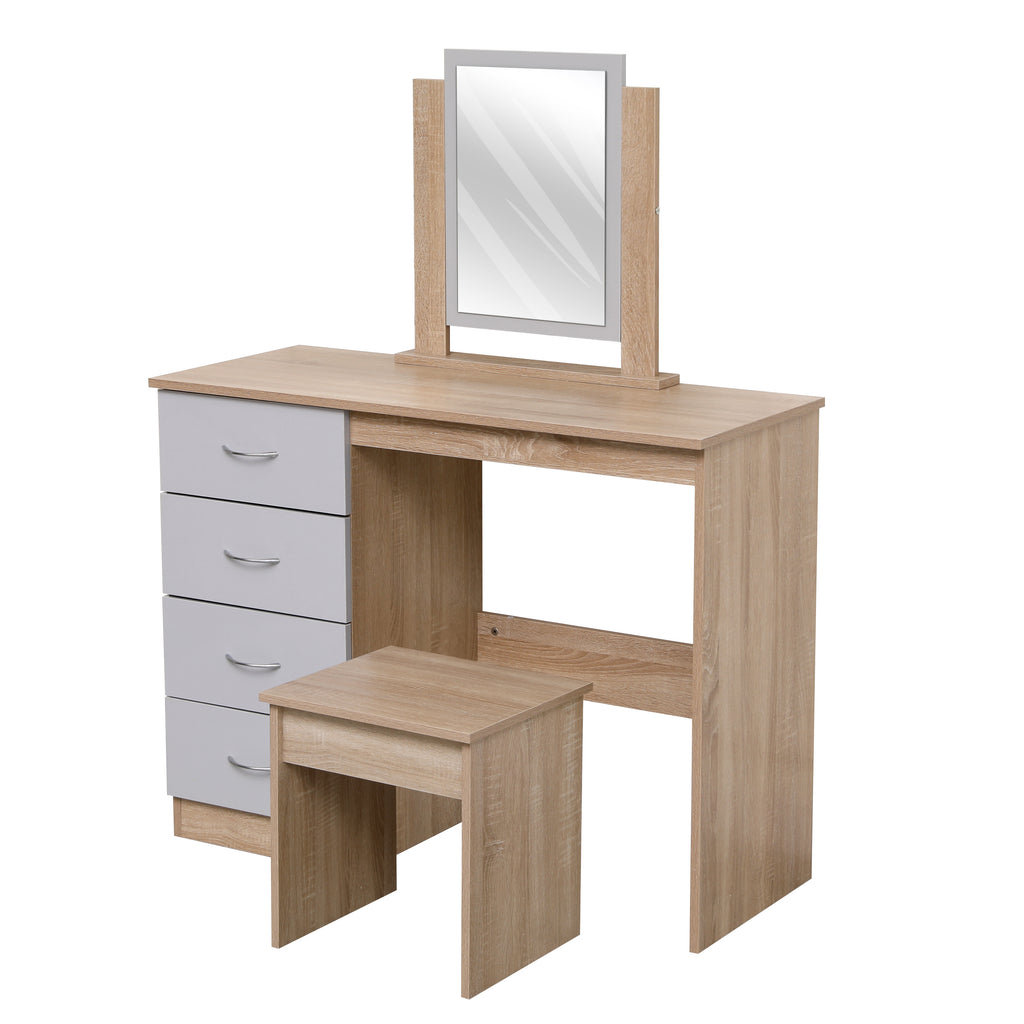 Homemade Design Dressing Table Set with Mirror and 4 Drawers Vanity Bedroom Furniture