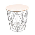 Homemade Design Modern Side Coffee Table End/Sofa Table Wooden Top Metal Wire Storage Basket Removable