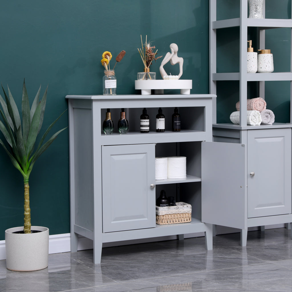 FurnitureHMD MDF Bathroom 5 Pieces Sets Tallboy+Under Sink Cabinet+Wall Cabinets+2 Doors Cabinet+1 Door 1 Drawer Norrow Storage Unit White or Grey