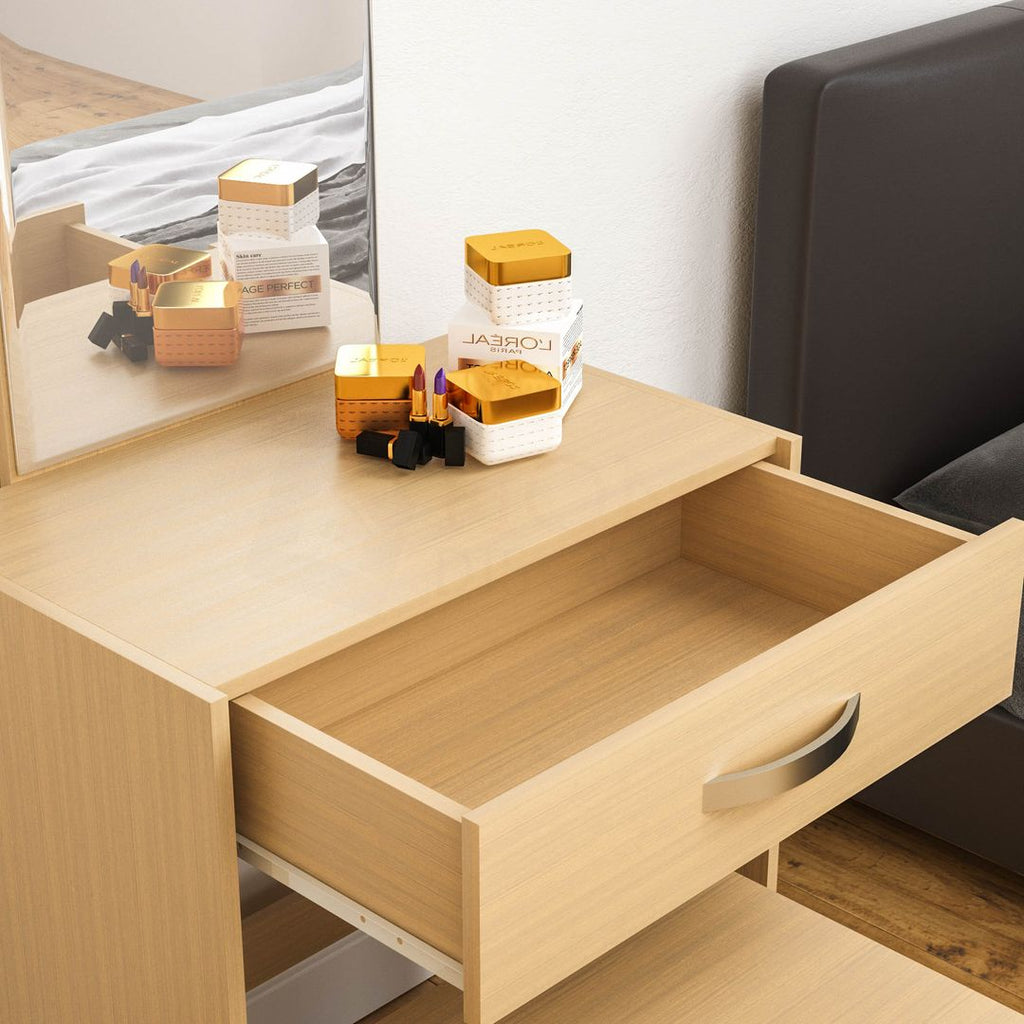 Homemade Design Dresser Set Dressing Table and Stool with Mirror and 1 Large Drawer Makeup Desk Bedroom