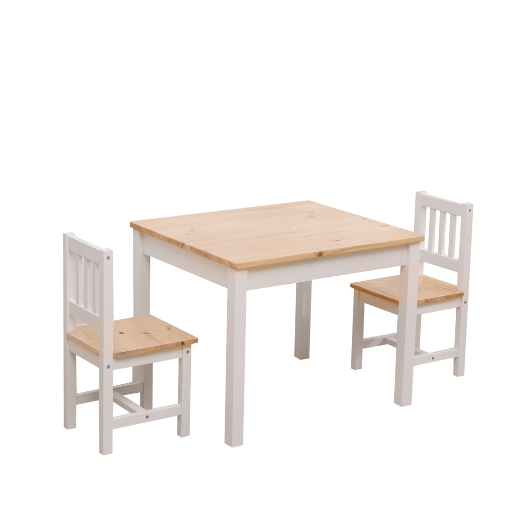 Homemade Design Pine Solid Wood Children Kids Dining Table and Chairs Set Breakfast Play Table