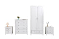 Homemade Design Wooden Bedroom 4 pieces Set Wardrobe + Bedside Table + (2+3)Drawers Cabinet White