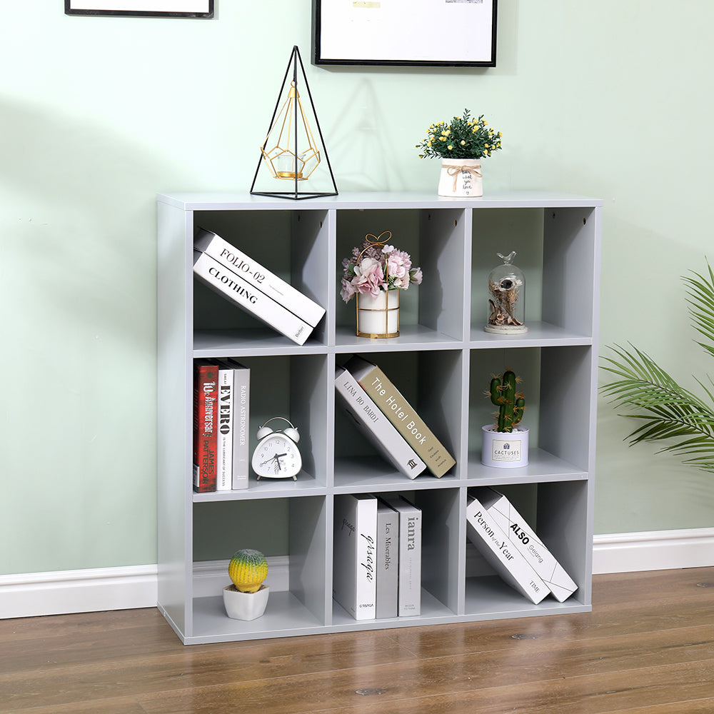 Homemade Design 9 Cube Bookcase Book Storage Unit Bookshelf Wooden Display Living Room Office Furniture White/Grey/Oak