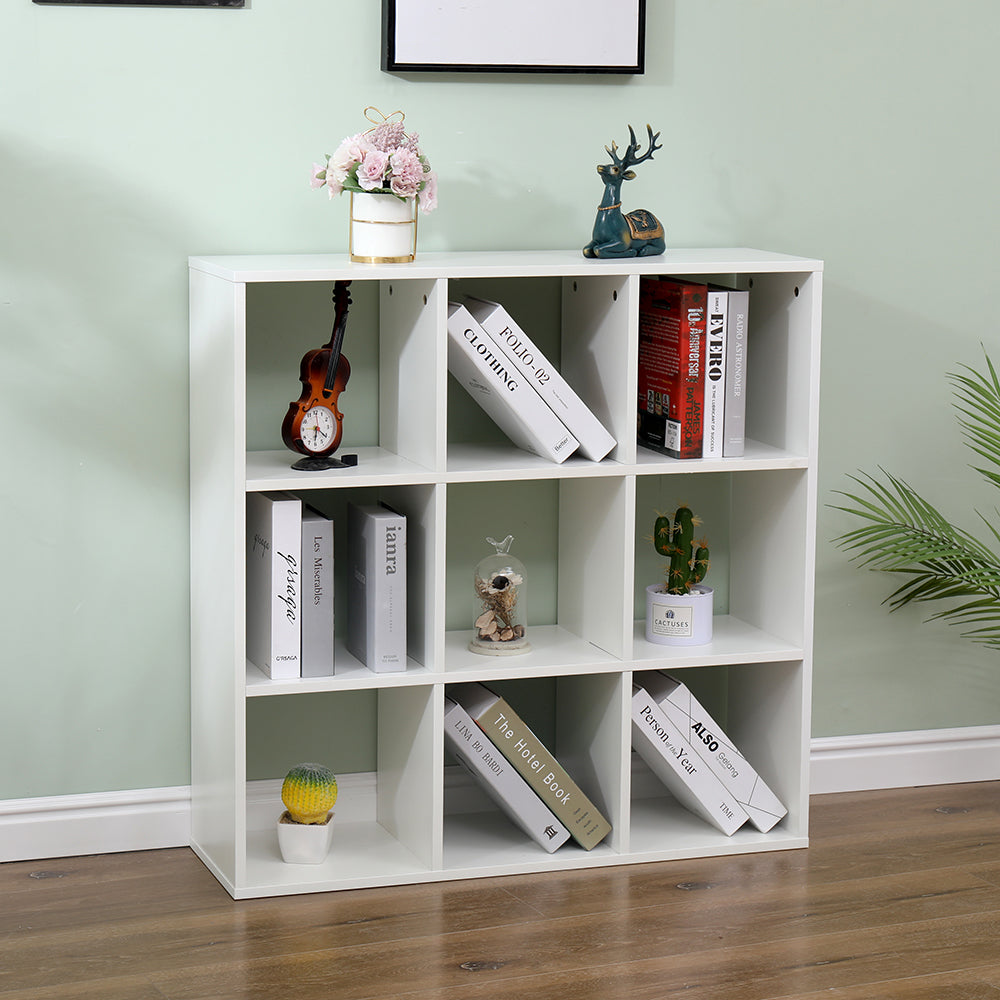 Homemade Design 9 Cube Bookcase Book Storage Unit Bookshelf Wooden Display Living Room Office Furniture White/Grey/Oak