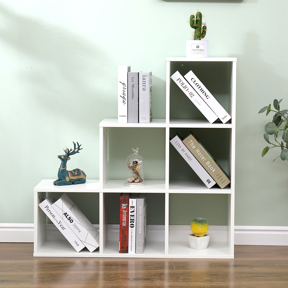 Homemade Design 6 Cube Bookcase Book Storage Unit Bookshelf Wooden Display Living Room Office Furniture White/Grey/Oak