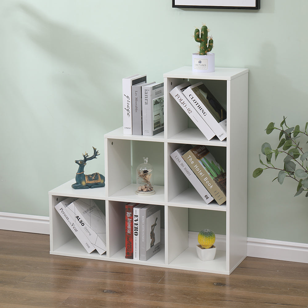 Homemade Design 6 Cube Bookcase Book Storage Unit Bookshelf Wooden Display Living Room Office Furniture White/Grey/Oak