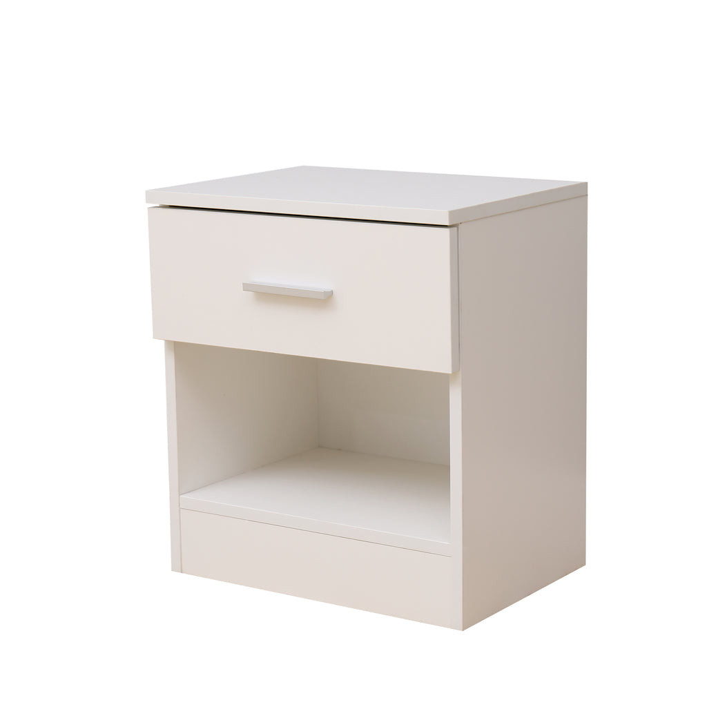 Homemade Design 1 Drawers Cabinet Bedside Table with shelf Nightstand Side Table Living Room White