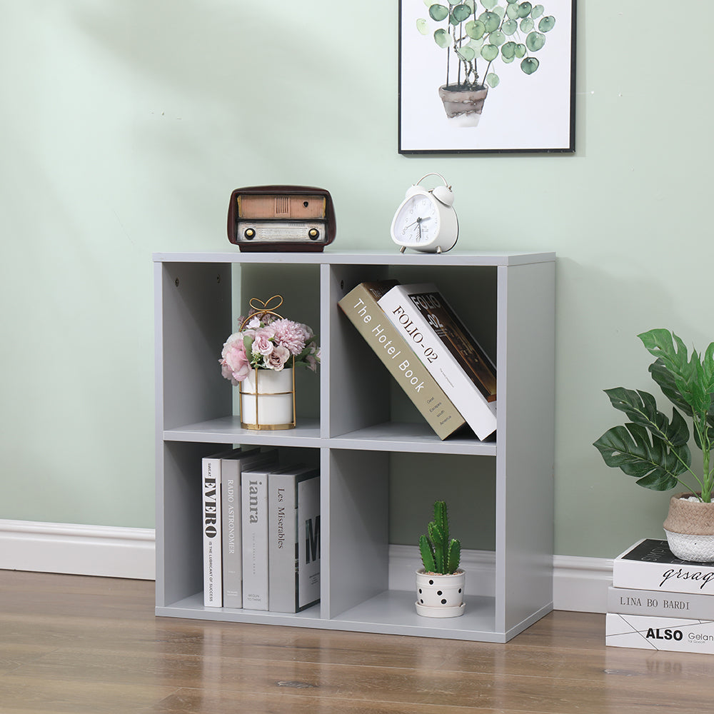 Homemade Design 4 Cube Bookcase Book Storage Unit Bookshelf Wooden Display Living Room Office Furniture White/Grey/Oak