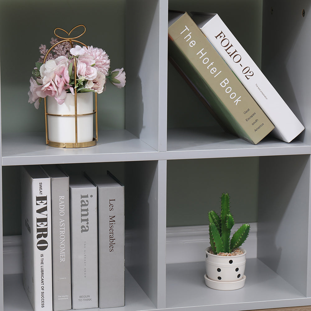 Homemade Design 4 Cube Bookcase Book Storage Unit Bookshelf Wooden Display Living Room Office Furniture White/Grey/Oak