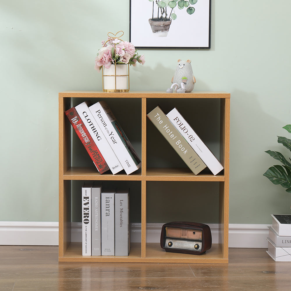 Homemade Design 4 Cube Bookcase Book Storage Unit Bookshelf Wooden Display Living Room Office Furniture White/Grey/Oak