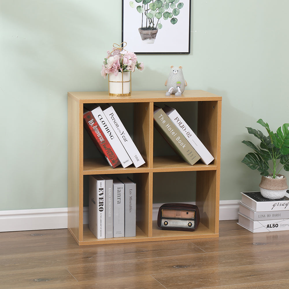 Homemade Design 4 Cube Bookcase Book Storage Unit Bookshelf Wooden Display Living Room Office Furniture White/Grey/Oak