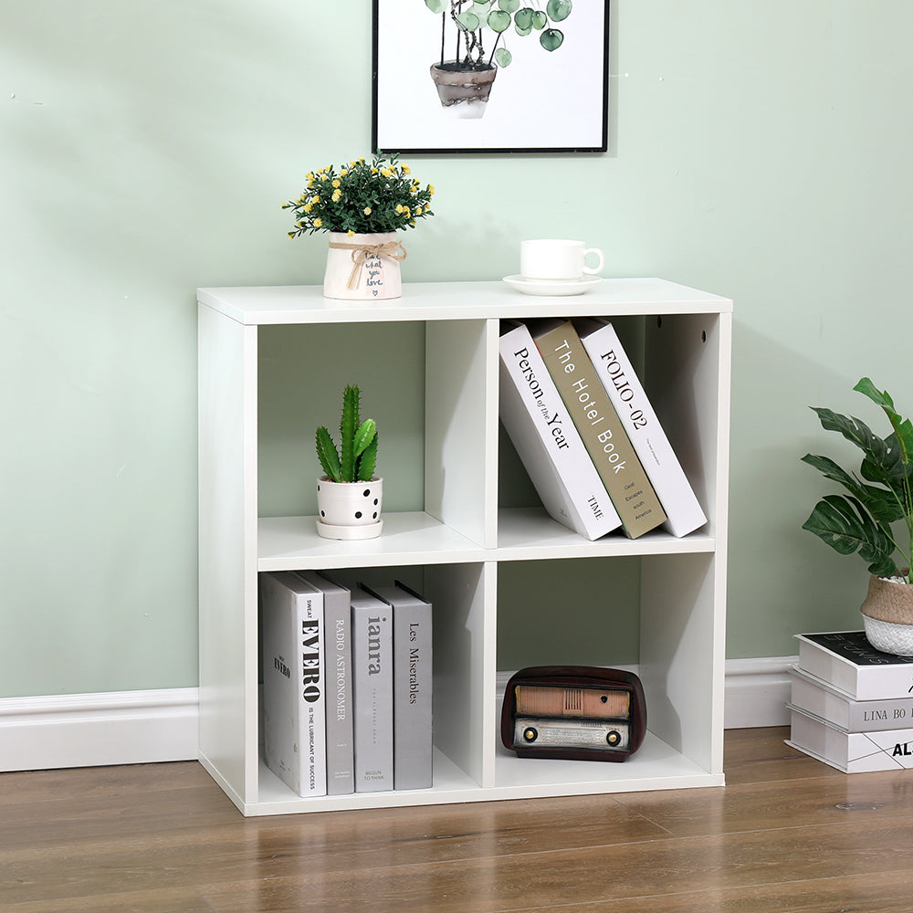 Homemade Design 4 Cube Bookcase Book Storage Unit Bookshelf Wooden Display Living Room Office Furniture White/Grey/Oak