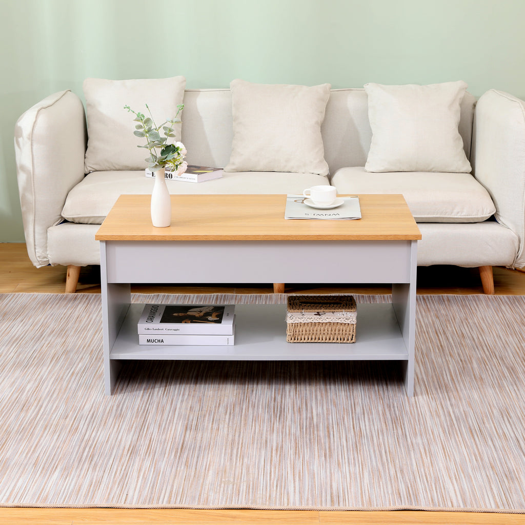 Homemade Design Lift up Top Coffee Table Sofa/Tea/End Table with Bottom Storage Shelf and Hidden Drawer Living Room/Office Furniture