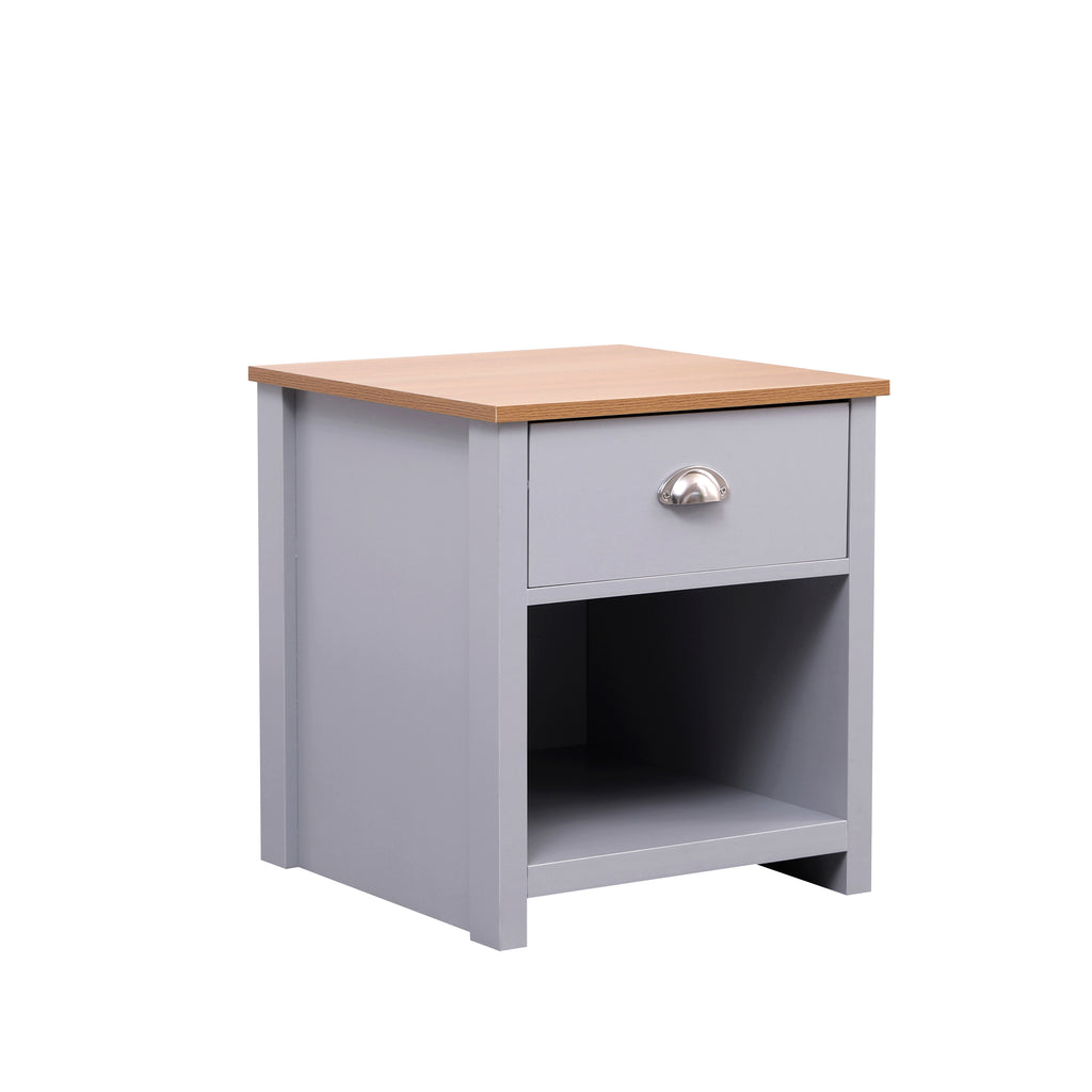 Homemade Design 1 Drawer Table Bedside Table with Shelf Lamp/Side Table Nightstand Cabinet Living Room/BedRoom White/Grey